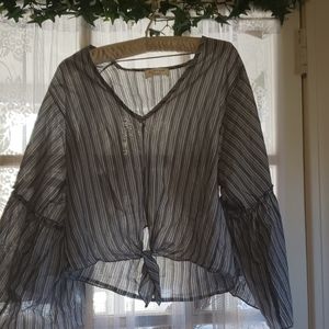 Lavender field crop top blouse